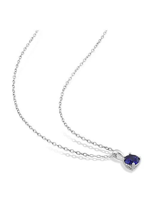 Best Pirce ✨ Lab Created 2-Piece Set of 3 ct. t.g.w. Created Blue Sapphire Solitaire Earrings and Pendant with Chain in Sterling Silver by Belk & Co. 🧨 4 Best Pirce ✨ Lab Created 2-Piece Set of 3 ct. t.g.w. Created Blue Sapphire Solitaire Earrings and Pendant with Chain in Sterling Silver by Belk & Co. 🧨 - Image 4