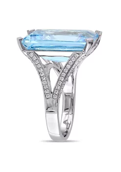 Promo 🔥 18 ct. t.g.w. Sky Blue Topaz and 2/5 ct. t.w. Diamond Cocktail Ring in 14K White Gold by Belk & Co. 👍 -DealsBelk & Co. Store Belk 37270