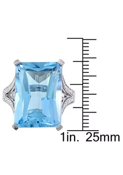 Promo 🔥 18 ct. t.g.w. Sky Blue Topaz and 2/5 ct. t.w. Diamond Cocktail Ring in 14K White Gold by Belk & Co. 👍 -DealsBelk & Co. Store Belk 37272