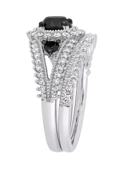 Top 10 💯 2 ct. t.w. Black and White Diamond Halo Bridal Set in 10K White Gold by Belk & Co. ✨ -DealsBelk & Co. Store Belk 37283