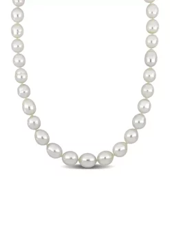 Best reviews of โ๏ธ 18 " 9-11MM Off-Round White South Sea Cultured Pearl Necklace with 14K Yellow Gold Ball Clasp by Belk & Co. ๐