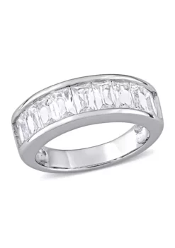 Best Sale 🌟 2.75 ct. t.w. Baguette Cut Lab Created White Sapphire Semi Eternity Anniversary Band in Sterling Silver by Belk & Co. 🛒