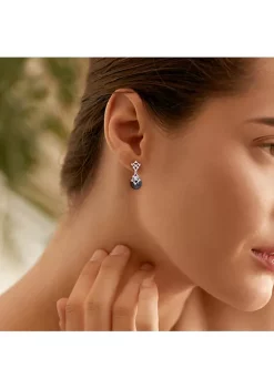 Flash Sale 😀 9-10mm Black Tahitian Cultured Pearl and 1/7 CT TW Diamond Drop Earrings in 14k White Gold by Belk & Co. 🥰 -DealsBelk & Co. Store Belk 37303