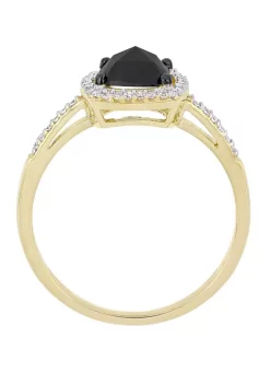Best Pirce 🛒 1 ct. t.w. Black and White Diamond Halo Engagement Ring in 14K Yellow Gold by Belk & Co. ⌛ -DealsBelk & Co. Store Belk 37306