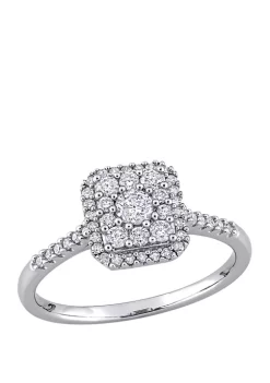 Brand new โญ 1/2 ct. t.w. Diamond Composite Square Shape Halo Engagement Ring in 10k White Gold by Belk & Co. โ๏ธ