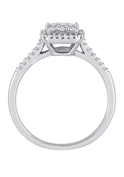 Brand new ⭐ 1/2 ct. t.w. Diamond Composite Square Shape Halo Engagement Ring in 10k White Gold by Belk & Co. ✔️ -DealsBelk & Co. Store Belk 37311