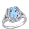 Brand new ✔️ 2.5 ct. t.w. Blue Topaz and 4/5 ct. t.w. Diamond Double Halo Ring in 14K White Gold by Belk & Co. 🧨