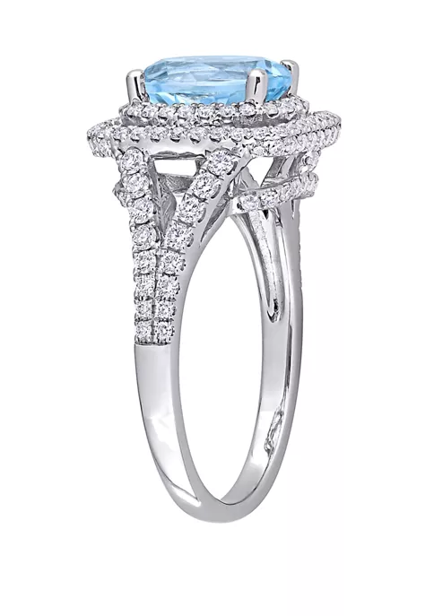 Brand new โ๏ธ 2.5 ct. t.w. Blue Topaz and 4/5 ct. t.w. Diamond Double Halo Ring in 14K White Gold by Belk & Co. ๐งจ 2 Brand new โ๏ธ 2.5 ct. t.w. Blue Topaz and 4/5 ct. t.w. Diamond Double Halo Ring in 14K White Gold by Belk & Co. ๐งจ - Image 2