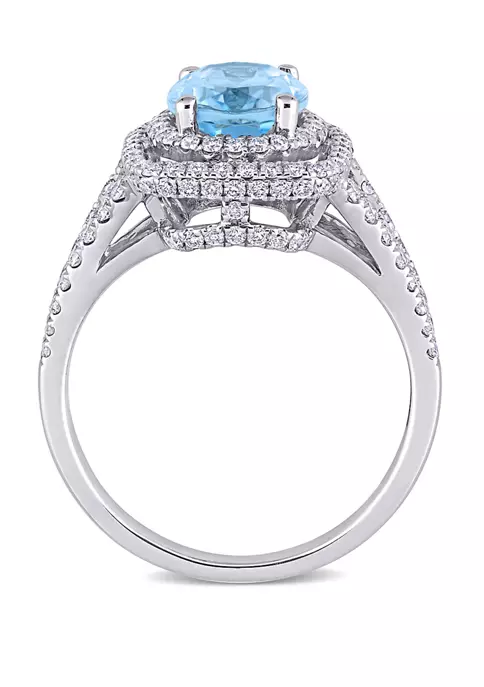 Brand new โ๏ธ 2.5 ct. t.w. Blue Topaz and 4/5 ct. t.w. Diamond Double Halo Ring in 14K White Gold by Belk & Co. ๐งจ 3 Brand new โ๏ธ 2.5 ct. t.w. Blue Topaz and 4/5 ct. t.w. Diamond Double Halo Ring in 14K White Gold by Belk & Co. ๐งจ - Image 3