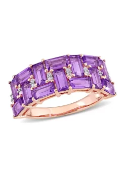 Hot Sale 😉 2.8 ct. t.w. Amethyst and 1/10 ct. t.w. Diamond Brick Mosaic Ring in 10K Rose Gold by Belk & Co. ✨
