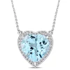Wholesale 😉 9 ct. t.g.w. Blue Topaz and 1/5 ct. t.w. Diamond Halo Pendant with Chain in 14K White Gold by Belk & Co. 🎉