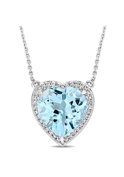 Wholesale 😉 9 ct. t.g.w. Blue Topaz and 1/5 ct. t.w. Diamond Halo Pendant with Chain in 14K White Gold by Belk & Co. 🎉 -DealsBelk & Co. Store Belk 37347