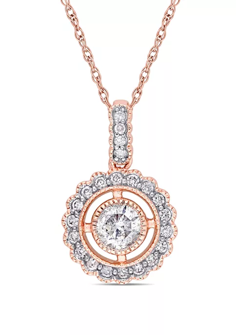 Best Pirce ๐ 1/2 ct. t.w. Diamond Vintage Halo Pendant With Chain in 10k Rose Gold by Belk & Co. โ 3 Best Pirce ๐ 1/2 ct. t.w. Diamond Vintage Halo Pendant With Chain in 10k Rose Gold by Belk & Co. โ - Image 3