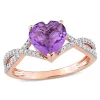 Hot Sale 🧨 Heart Amethyst and 1/5 CT TW Diamond Infinity Ring in 14k Rose Gold by Belk & Co. 🔔