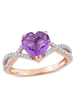 Hot Sale 🧨 Heart Amethyst and 1/5 CT TW Diamond Infinity Ring in 14k Rose Gold by Belk & Co. 🔔
