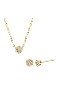 Flash Sale 🧨 1/10 ct. t.w. Diamond Circle Earrings and Necklace Set in 10K Yellow Gold by Belk & Co. ✨