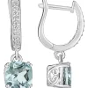 Deals 🌟 Sterling Silver 7mm Cushion Aquamarine 1/10 CTTW Diamond Drop Earrings by Belk & Co. 💯