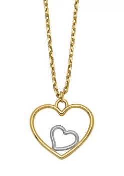 Best Pirce 🌟 14K Yellow Gold with Rhodium Plated Heart in Heart Necklace by Belk & Co. 👏 -DealsBelk & Co. Store Belk 37396