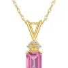 Best reviews of 👏 14K Gold 7x5 Emerald Cut Pink Topaz Diamond Accent Pendant by Belk & Co. ⭐