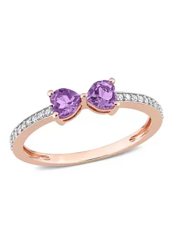 Promo 👏 Heart Shaped Amethyst and 1/10 CT TW Diamond Ring in 10k Pink Gold by Belk & Co. 😍
