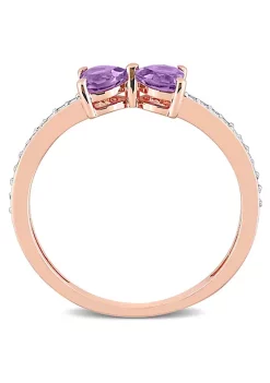 Promo 👏 Heart Shaped Amethyst and 1/10 CT TW Diamond Ring in 10k Pink Gold by Belk & Co. 😍 -DealsBelk & Co. Store Belk 37419