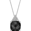 Best Pirce 🤩 3 ct. t.w. Black Onyx and 1/10 ct. t.w. White Topaz Pendant Necklace in Sterling Silver by Belk & Co. 🛒