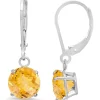Best Sale 😀 10K White Gold Round Checkerboard Cut 3.6 ct. t.w. Citrine Lever Back Earrings (8 Millimeter) by Belk & Co. 🌟