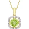Cheap 🛒 0.88 ct. t.w. Peridot and 0.1 ct. t.w. Diamond Floating Halo Pendant with Chain in 10K Yellow Gold by Belk & Co. 👏