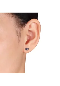 Best Pirce 😀 5/8 CT TGW Sapphire and Diamond Accent Floral Stud Earrings in 10k White Gold by Belk & Co. 🧨 -DealsBelk & Co. Store Belk 37433