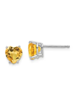 Hot Sale 😍 1.6 ct. t.w. Citrine Heart Stud Earrings in 14K White Gold by Belk & Co. 😍 -DealsBelk & Co. Store Belk 37452