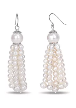 Buy ⭐ Cultured Freshwater Pearl Tassel Drop Earrings in Sterling Silver by Belk & Co. 👍