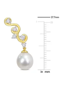 New 🔥 Lab Created 8-9mm South Sea Cultured Pearl and 5/8 CT TGW Created White Sapphire Infinity Drop Earrings in Yellow Plated Sterling Silver by Belk & Co. 🔔 7 New 🔥 Lab Created 8-9mm South Sea Cultured Pearl and 5/8 CT TGW Created White Sapphire Infinity Drop Earrings in Yellow Plated Sterling Silver by Belk & Co. 🔔 -DealsBelk & Co. Store Belk 37460