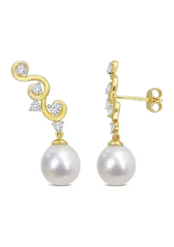 New 🔥 Lab Created 8-9mm South Sea Cultured Pearl and 5/8 CT TGW Created White Sapphire Infinity Drop Earrings in Yellow Plated Sterling Silver by Belk & Co. 🔔 9 New 🔥 Lab Created 8-9mm South Sea Cultured Pearl and 5/8 CT TGW Created White Sapphire Infinity Drop Earrings in Yellow Plated Sterling Silver by Belk & Co. 🔔 -DealsBelk & Co. Store Belk 37462