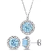 Cheap ❤️ 2-Piece Set of 8.2 ct. t.g.w. Sky Blue Topaz Earrings and Pendant with Chain in Sterling Silver by Belk & Co. 😉
