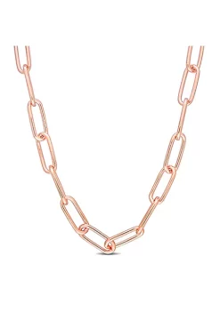 Deals 🧨 6MM Polished Paperclip Chain Necklace in 18k Rose Gold Plated Sterling Silver, 18" by Belk & Co. ⌛