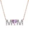 Brand new ✔️ 3/5 ct. t.g.w. Rose de France and 1/10 ct. t.w. Diamond "MOM" Pendant with Chain in Rose Plated Sterling Silver by Belk & Co. 👏