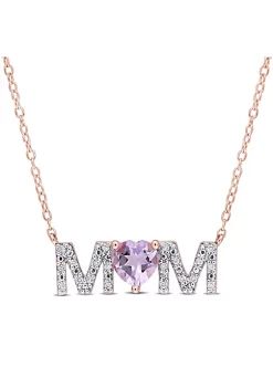 Brand new ✔️ 3/5 ct. t.g.w. Rose de France and 1/10 ct. t.w. Diamond "MOM" Pendant with Chain in Rose Plated Sterling Silver by Belk & Co. 👏 -DealsBelk & Co. Store Belk 37484