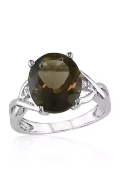 Wholesale ⭐ Sterling Silver Smokey Quartz and Diamond Ring by Belk & Co. 🌟