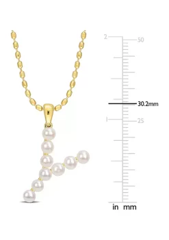 Outlet ❤️ 3.5-4mm Freshwater Cultured Pearl "Y" Initial Pendant with Chain in Yellow Plated Sterling Silver by Belk & Co. 🌟 -DealsBelk & Co. Store Belk 37513