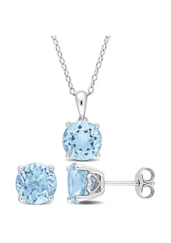 Wholesale 🧨 2-Piece Set of 7 ct. t.g.w. Sky Blue Topaz Earrings and Pendant with Chain in Sterling Silver by Belk & Co. 🎉