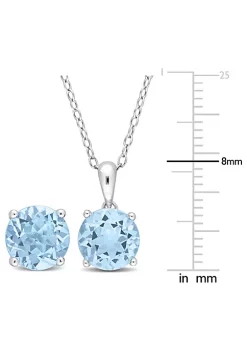 Wholesale 🧨 2-Piece Set of 7 ct. t.g.w. Sky Blue Topaz Earrings and Pendant with Chain in Sterling Silver by Belk & Co. 🎉 -DealsBelk & Co. Store Belk 37518
