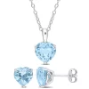 Coupon ❤️ 2-Piece Set of 6 ct. t.g.w. Sky Blue Topaz Solitaire Earrings and Pendant with Chain in Sterling Silver by Belk & Co. ⭐