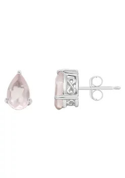 Cheap ๐ Sterling Silver 8x5mm Pear Shape Rose Quartz Stud Earrings by Belk & Co. ๐