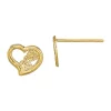 Cheap 👍 Open Heart with Flower Post Earrings in 14K Yellow Gold by Belk & Co. 🤩