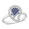 New 🛒 Lab Created 3/8 CT TGW White Topaz and Created Blue Sapphire Teardrop Halo Ring in Sterling Silver by Belk & Co. 💯