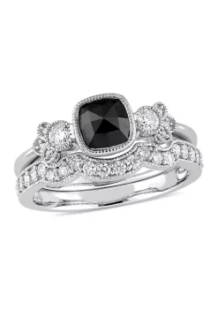 Brand new 🛒 1.5 ct. t.w. Black and White Diamond Bridal Set in 10k White Gold by Belk & Co. 🔥