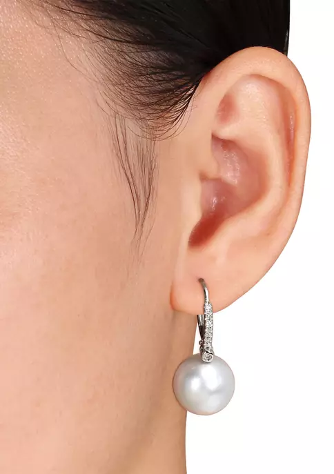 Cheapest โจ 11-11.5 Millimeter Cultured South Sea Pearl and 1/8 ct. t.w. Diamond Earrings in 14K White Gold by Belk & Co. ๐ฅ 2 Cheapest โจ 11-11.5 Millimeter Cultured South Sea Pearl and 1/8 ct. t.w. Diamond Earrings in 14K White Gold by Belk & Co. ๐ฅ - Image 2