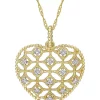 Discount ✔️ 1/5 ct. t.w. Diamond Lace Heart Pendant with Chain in 14K Yellow Gold by Belk & Co. 😍