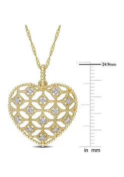 Discount ✔️ 1/5 ct. t.w. Diamond Lace Heart Pendant with Chain in 14K Yellow Gold by Belk & Co. 😍 -DealsBelk & Co. Store Belk 37594