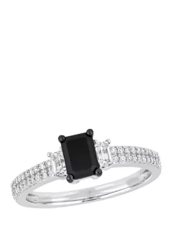 Flash Sale 🎉 4/5 ct. t.w. Black and White Diamond and 1/3 ct. t.w. White Sapphire Engagement Ring in 10K White Gold by Belk & Co. ✨